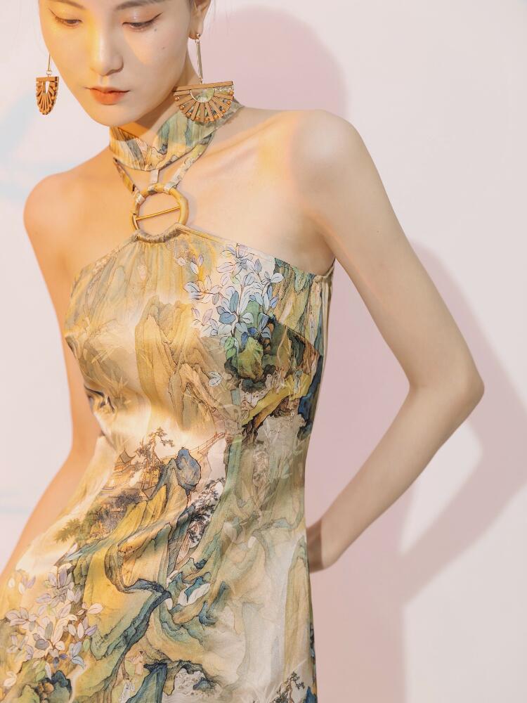 Beth and Brian Qipao-YE New Chinese style ( 新中式 ), artificial silk midi Qipao